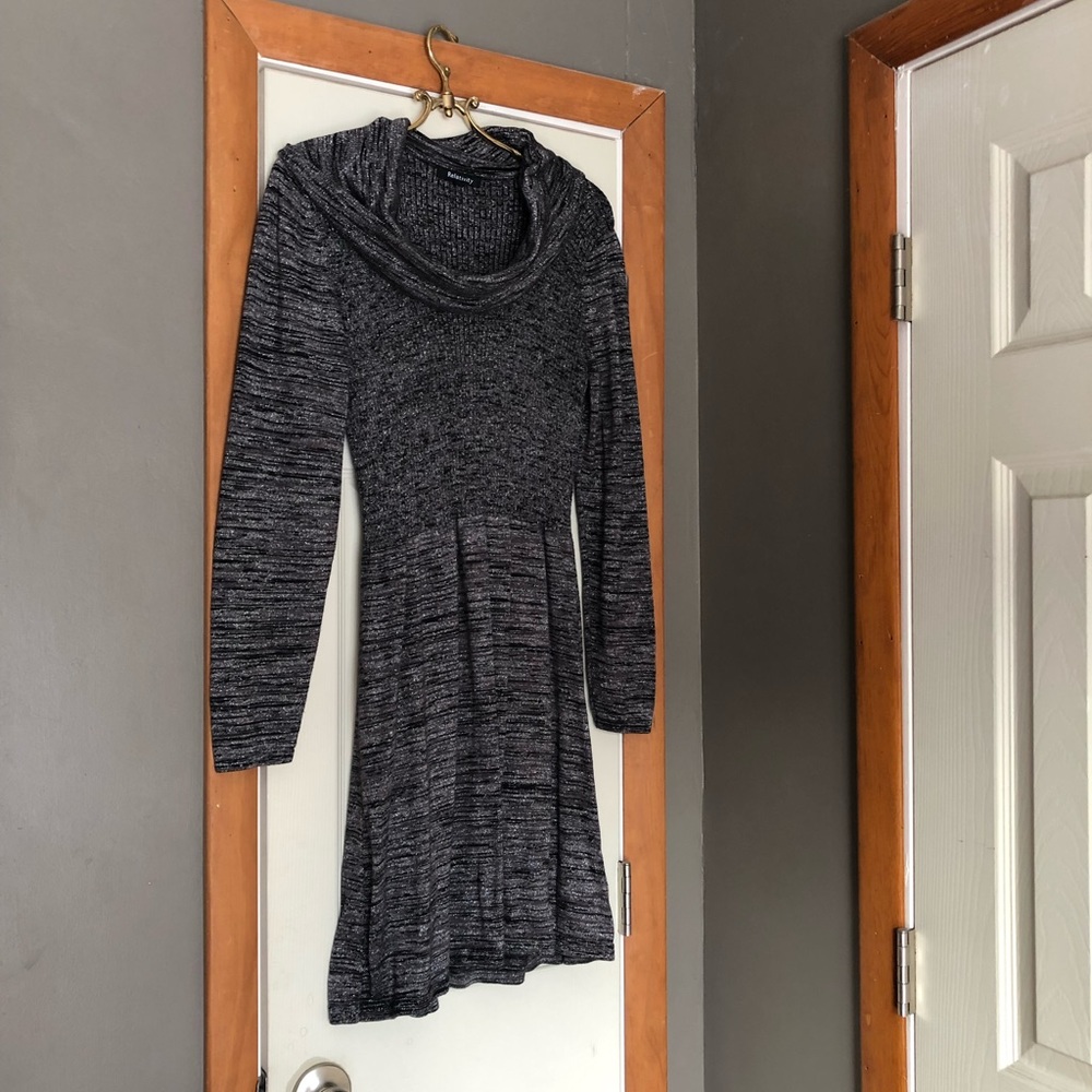 Grey and Black Knit Sweater Dress